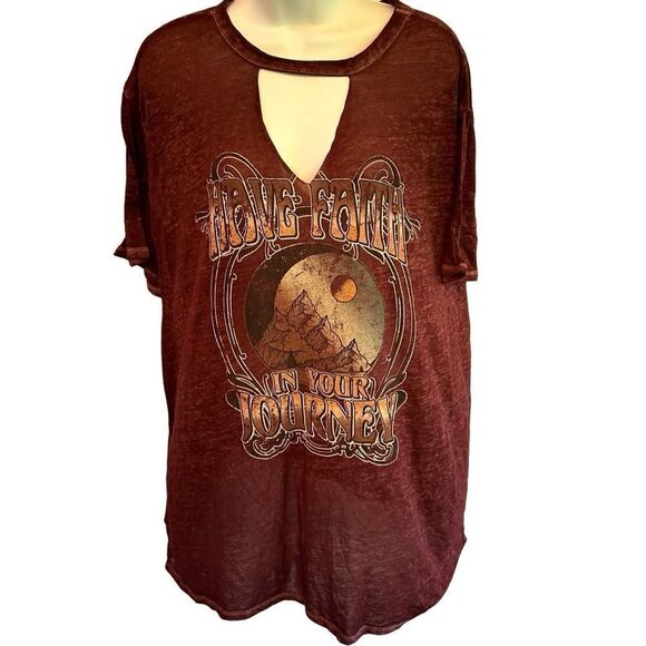 Maurices “Have Faith in Your Journey” Graphic Tee | Size 0X | Soft Burgundy Top - Picture 1 of 8